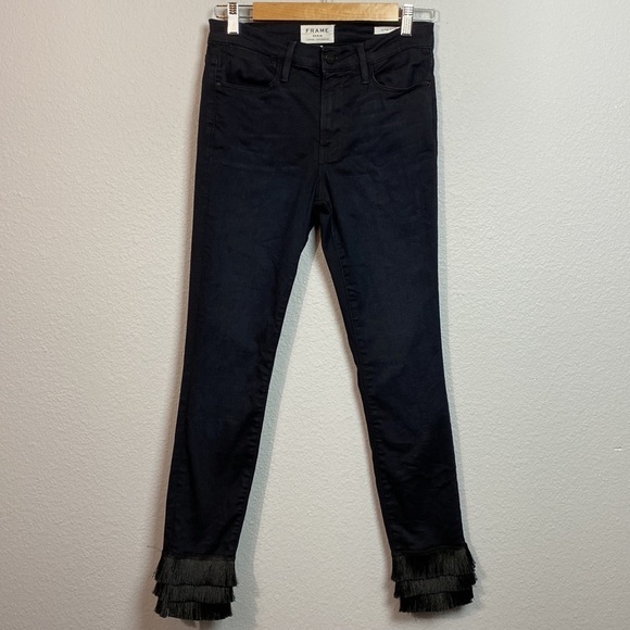 Frame Denim Denim - FRAME Le High‎ Fray Skinny Fringe Hem Straight Leg Jeans
